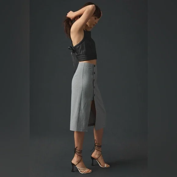 Anthropologie X Mare Mare Asymmetrical Button-down Midi Skirt Side Slit Size XS - Picture 2 of 10